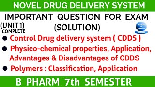 NDDS important question with solution ll Unit 1 ll Novel drug delivery system 7th semester ll [upl. by Eneryc932]