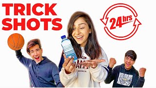 REAL LIFE TRICK SHOTS for 24 Hours  Rimorav Vlogs [upl. by Naashom]