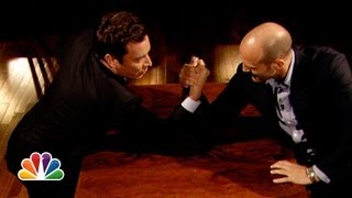 Jimmy Fallon and Jason Statham Arm Wrestle Late Night with Jimmy Fallon [upl. by Teyut]