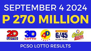 Lotto Result Today 9pm September 4 2024  PCSO Complete [upl. by Quennie239]