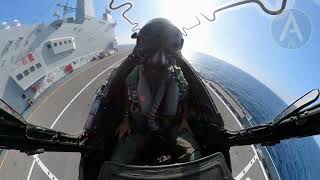 Harrier Vertical Landing on aircraft carrier [upl. by Kalina]