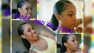 Natural Hair Sleek Ponytail with extentions [upl. by Sandstrom]