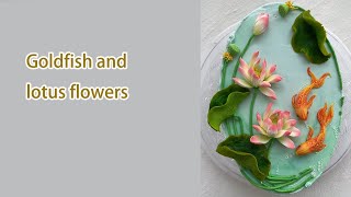 Art in Bloom Lotus and Koi Buttercream Painting Cake [upl. by Frulla]