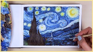 How to Paint the Starry Night with Acrylic Paint Step by Step  Art Journal Thursday Ep 24 [upl. by Ahsercel]