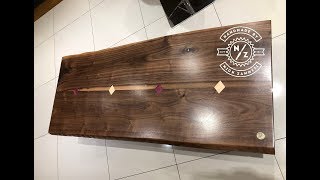 Live edge walnut table with exotic wood inlays  Part 2 [upl. by Behlke]