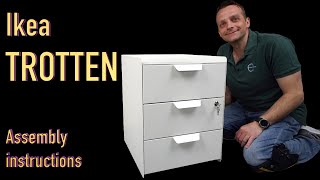 Ikea TROTTEN Drawer unit with 3 drawers on castors Assembly instructions [upl. by Anol]