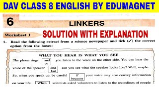 DAV CLASS 8 ENGLISH PRACTICE BOOK CHAPTER 6 LINKERS  BY EDUMAGNET [upl. by Williamson]