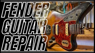 Fender Jaguar Vintage Guitar Repair Restoration Part 1 [upl. by Cohbath]