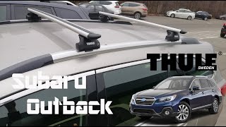 Roof rack bar with flush railing THULE Wingbar Evo for Subaru Outback [upl. by Anirret]