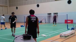 Badminton net training by Japanese and French [upl. by Mazurek]