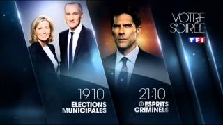 Ba Election Municipale 19h10  Esprits Criminel 21h10  LAmour Sans Preavis ce soir HD1 TF1 [upl. by Hannasus]