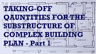 TAKING OFF QUANTITIES FOR THE SUBSTRUCTURE OF COMPLEX BUILDING PLAN  Part 1 [upl. by Ahcsropal]