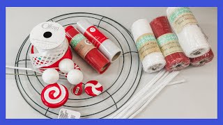 Peppermint Wreath DIY  Christmas Wreath  Dollar Tree Wreath [upl. by Leund611]