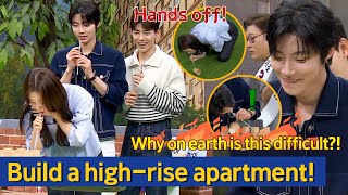 Knowing Bros Build a highrise apartment stacking game without using hands [upl. by Asaert]