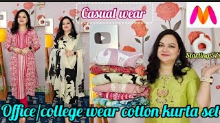 Myntra cotton kurta set🌼 officecollege wear kurta set 🌼₹577  ₹956🌼 kurta Palazzo and dupatta [upl. by Haduj492]