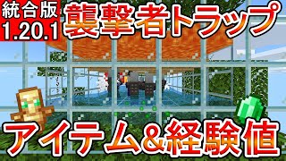 【マイクラ】アイテムamp経験値大量！！超簡単襲撃者トラップ【統合版】 [upl. by Oiralih685]