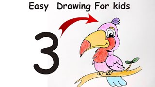 Drawing using numbers  How to draw easy Drawing using Numbers  Drawing for kids [upl. by Ytinirt579]