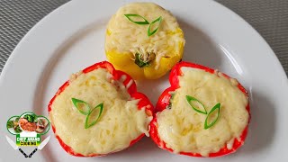 GEVULDE PAPRIKA MET GEBAKKEN EI EN KAAS GERECHT  STUFFED PAPRIKA WITH BAKED EGG AND CHEESE DISH [upl. by Ellinger]