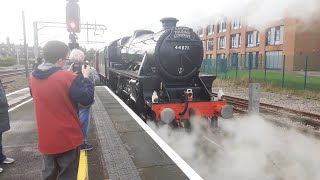 LMS stanier 44871 arrives at york with 47802 departing [upl. by Aizirtap]