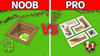 Mikey Family amp JJ Family  NOOB vs PRO  Underground House Build Challenge in Minecraft Maizen [upl. by Ssidnac]