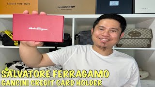 SALVATORE FERRAGAMO GANCINI CREDIT CARD HOLDER  NAVY BLUE  UNBOXING AND REVIEW [upl. by Tyler481]