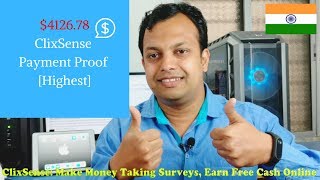 ClixSense Payment Proof of 412678 India Blogger Earning in 2019 [upl. by Schoening]