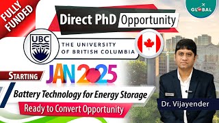 Fully Funded Direct PhD Options in University of British Columbia for January 2025 [upl. by Epilif599]