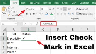 How to Insert a Check Mark in Excel  how to insert check mark symbol in excel [upl. by Ybeloc]