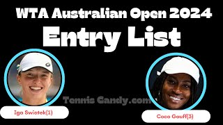 WTA Australian Open 2024 Entry List  Tennis  WTA Tour  Tennis Candy  AO 2024  Aussie Open 2024 [upl. by Anerhs]