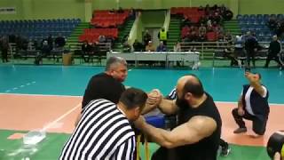 Zviad Ovashvili vs Malkhaz Gabeskiria Georgian Armwrestling 2019 Masters 100 kg Final Right [upl. by Parthinia]