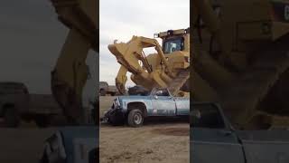 LARGEST BULLDOZER vs CAR Caterpillar D11T Mega Dozer [upl. by Rhody]