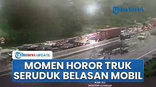 CCTV Detikdetik Truk Tronton Seruduk Belasan Mobil di Tol Cipularang Tangisan Korban Terdengar [upl. by Kyd]