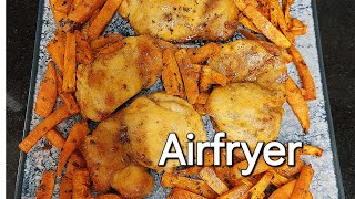 AIRFRYER ESCALOPA DE POLLO CON PATATAS DE BONIATO en FREIDORA DE AIRE Recetas Saludables ➡️ [upl. by Publius751]