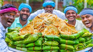 KIZHI PAROTTA  Banana Leaf Parotta Recipe Cooking In Village  Soft Layered Mutton Kizhi Parotta [upl. by Readus289]