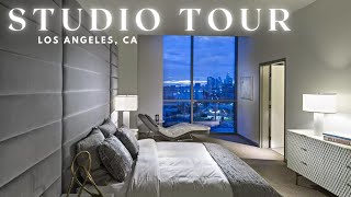 Inside a 600 Sq Ft LA Studio Apartment Tour  Modern  Luxury High Rise  Los Angeles California [upl. by Tyree858]