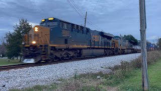 CSX northbound I142 Intermodal train with lead units horn being super quiet or fouled [upl. by Eatnom544]