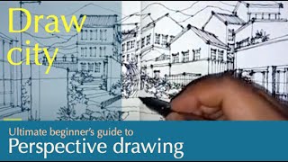 Perspective Drawing  Draw Cityscape 54 Exterior space in multi point perspective must see [upl. by Annodal]