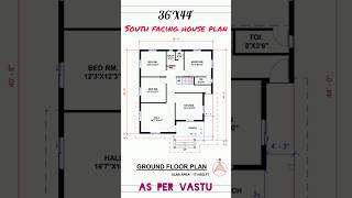 36X44 South facing house plan as per Vastu houseplan home housedesign vastuplan southfacing [upl. by Nylirem]