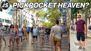 Walking the Worlds Most Pickpocketed Street  La Rambla in Barcelona [upl. by Elyag]