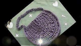 PARTE 1 DE 4 TUTORIAL BOLSA CON ANILLAS DE LATA A CROCHET SEMICIRCULAR   Labores Angélika [upl. by Gnov]