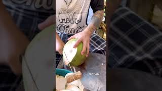 Coconut Tattoo Gangster Fruit Peeling skills coconut cutting skills [upl. by Nomzzaj219]