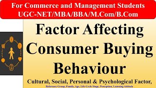 Factors affecting Consumer buying behaviour Factors influencing buying behaviour marketing social [upl. by Vitkun460]