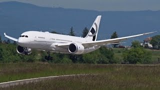 FullHD Jet Aviation Boeing 7878BBJ Dreamliner landing at GenevaGVALSGG [upl. by Anilra]