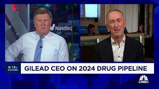 Gilead CEO On 2024 drug pipeline Expect results from around two dozen clinical trials [upl. by Naillig]