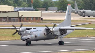 4K Antonov AN26 from the Romanian Air Force 810 arrival RAF Fairford RIAT 2023 AirShow [upl. by Einna]