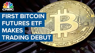 First bitcoin futures ETF from ProShares makes trading debut [upl. by Ethelin]