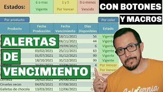 🚦 Como CALCULAR los días de VENCIMIENTO con ALERTAS y BOTONES en Excel 🔆 [upl. by Eirrehc]