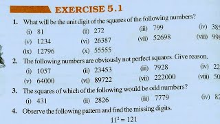 Class 8th maths l Exercise 51 l Chapter 5 l NCERT l Cbse board l Square and square roots [upl. by Etterraj]