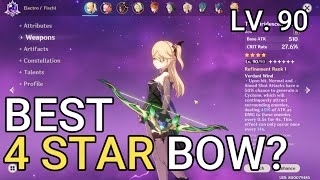 Fischl build VIRIDESCENT HUNT lv 90 best 4 star bow in the game Battle Pass weapon [upl. by Emelda]