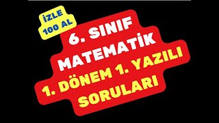 6 Sınıf Matematik 1 Dönem 1 Yazılı Soruları [upl. by Atse]